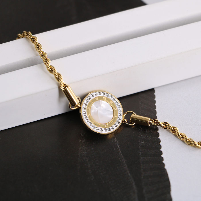 Bracelets plaqués or 18 carats avec incrustation de placage en acier et titane géométrique rétro élégant pour dame