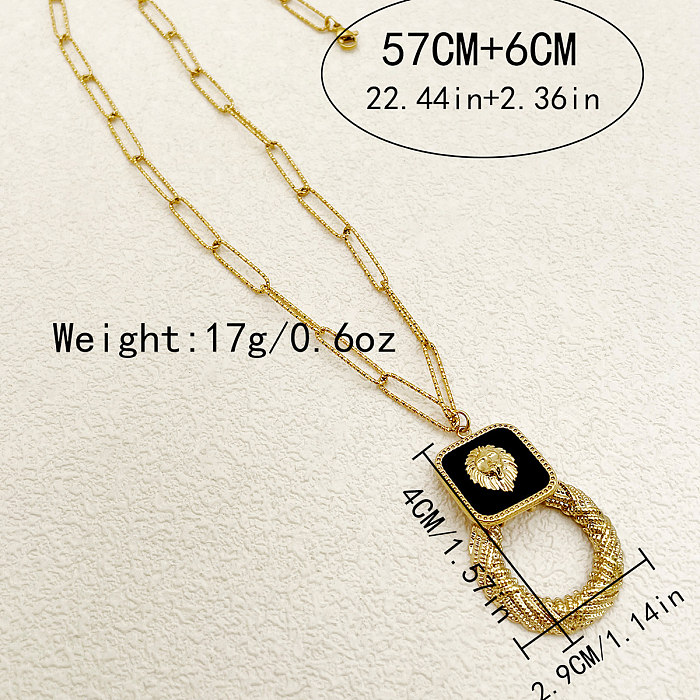 Classical Vintage Style Simple Style Lion Stainless Steel  Plating Gold Plated Pendant Necklace