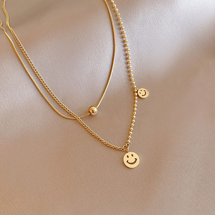 Simple Style Letter Smiley Face Stainless Steel  Plating Gold Plated Pendant Necklace