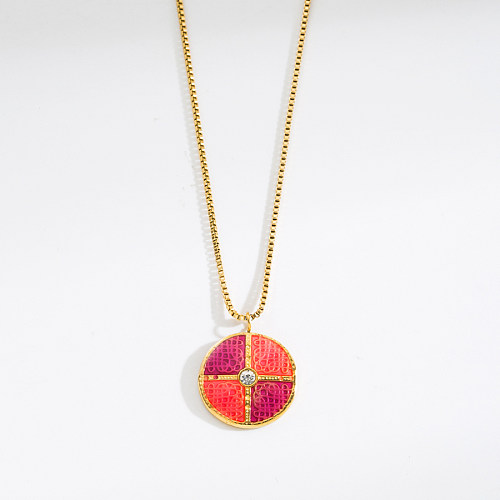 1 Piece Fashion Heart Shape Stainless Steel  Enamel Zircon Pendant Necklace