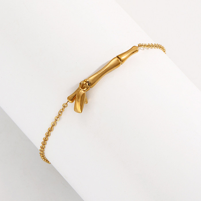 Simple Style Bamboo Stainless Steel Plating 18K Gold Plated Bracelets