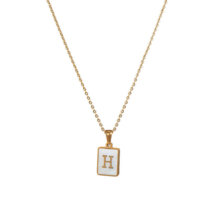 قلادة على شكل حرف عتيق مربعة من الفولاذ المقاوم للصدأ مطلية بالذهب عيار 18 قيراط