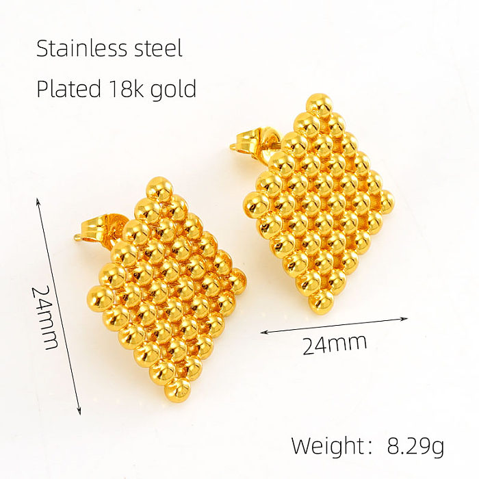 1 Pair Elegant Solid Color Plating Stainless Steel  Gold Plated Ear Studs