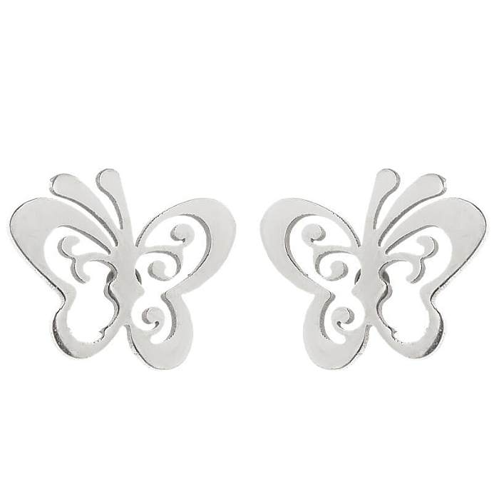 Einfache Damen-Schmetterlingsohrringe aus Edelstahl ohne eingelegte Ohrstecker mit Überzug aus Edelstahl