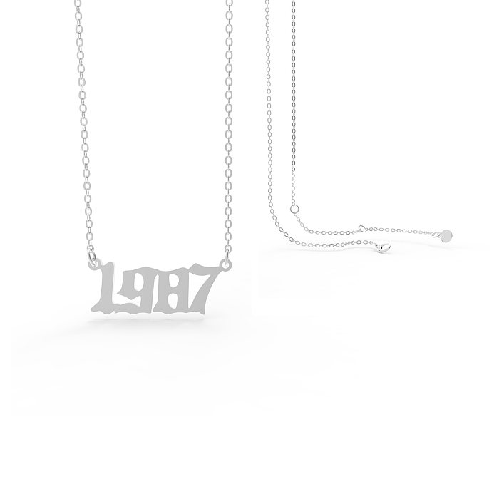Retro Stainless Steel  28 Years Number Necklace