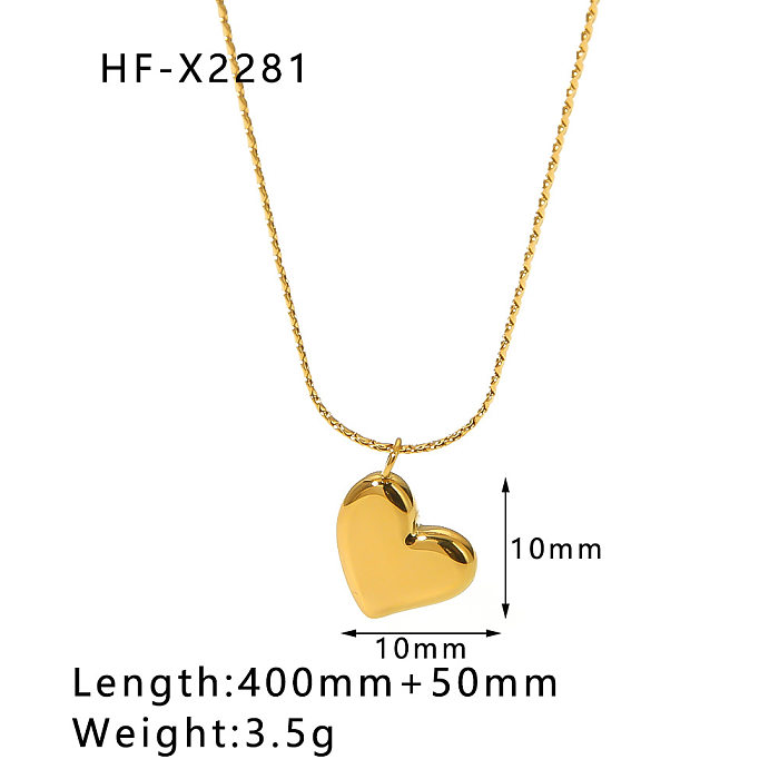 Simple Style Water Droplets Heart Shape Stainless Steel  Stainless Steel Plating Necklace