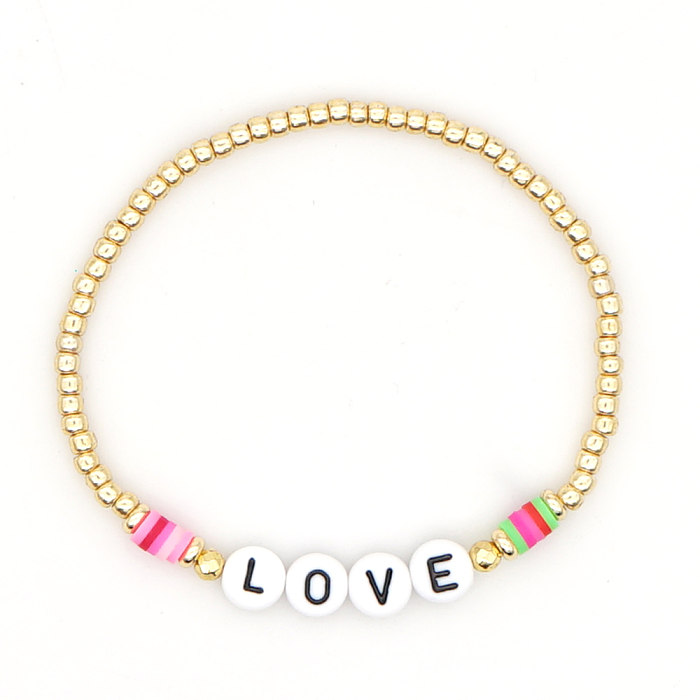 Pulseiras de aço inoxidável com letras de estilo simples de 1 peça