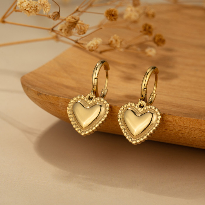 1 Pair Sweet Simple Style Heart Shape Plating Stainless Steel  Gold Plated Drop Earrings