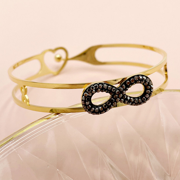 Bracelet en acier inoxydable avec strass plaqué or, Style Simple, croix en forme de cœur, fleur, en vrac