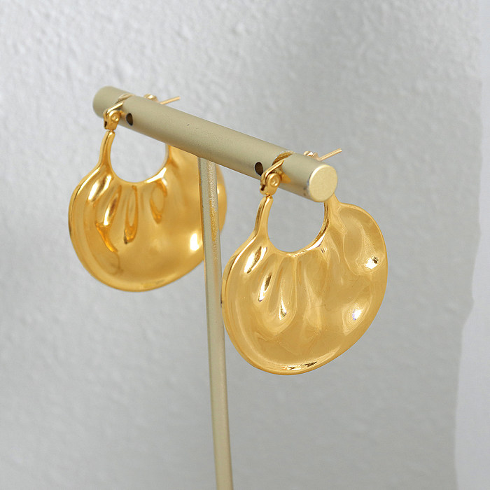 1 par de brincos de argola banhados a ouro 18K estilo INS estilo moderno cor sólida