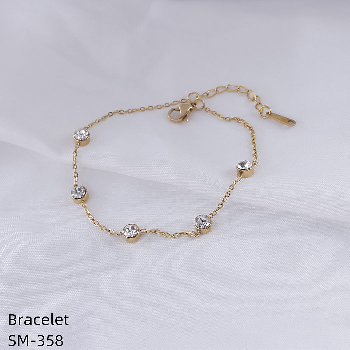 Bracelets plaqués or et titane avec œil rond de Style classique rétro, incrustation de strass et de Zircon