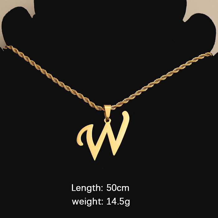Simple Style Letter Stainless Steel Polishing Plating 18K Gold Plated Pendant Necklace