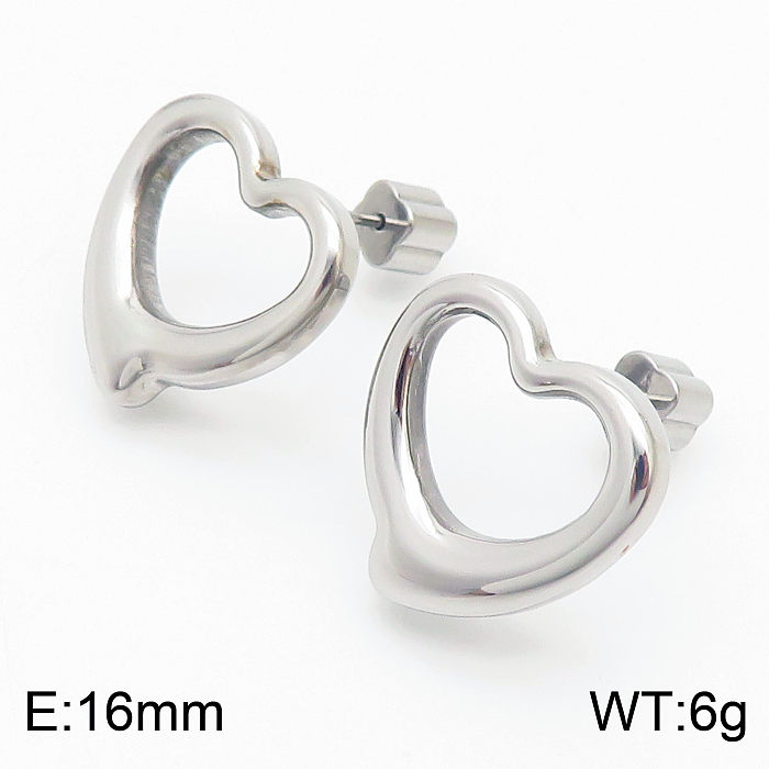 Simple Hollow Heart-shaped Stainless Steel  Earrings Wholesale