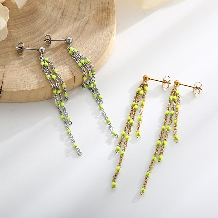 1 Pair Modern Style Tassel Plating Chain Stainless Steel  Drop Earrings