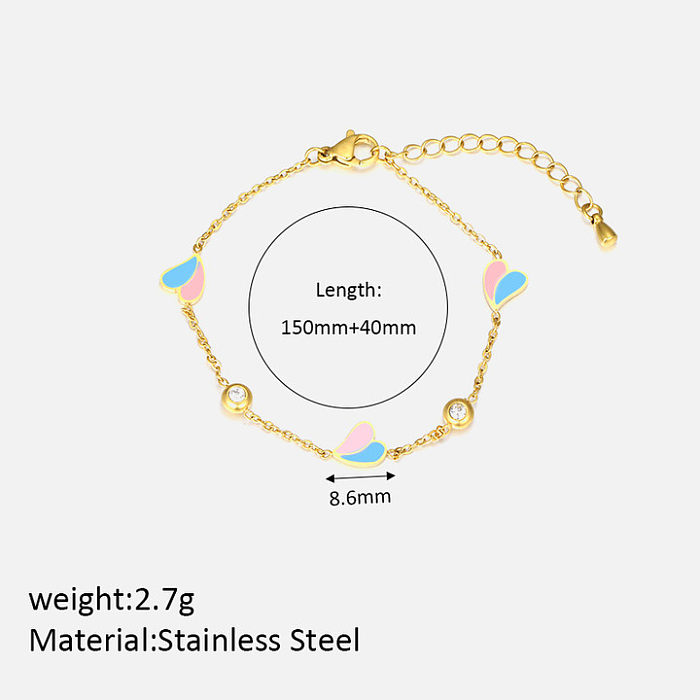 Sweet Heart Shape Stainless Steel Plating 18K Gold Plated Bracelets