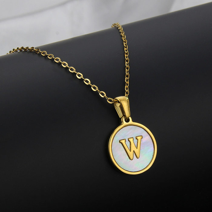 Simple Style Round Letter Stainless Steel Necklace Plating Stainless Steel  Necklaces