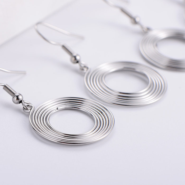Retro Round Spring Stainless Steel  Earrings Wholesale jewelry