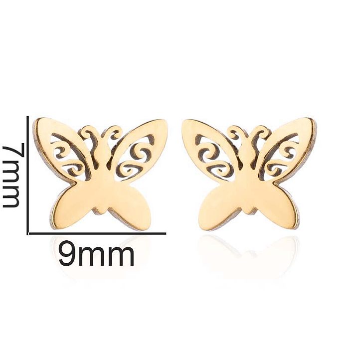 1 Pair Fashion Butterfly Stainless Steel Ear Studs