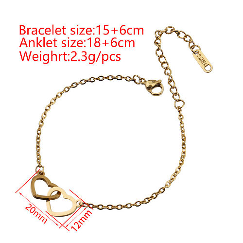 Bracelets plaqués or rose ajourés en acier inoxydable en forme de cœur doux 18 carats