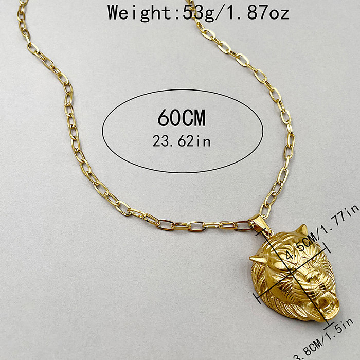 Casual Cool Style Lion Stainless Steel  Gold Plated Pendant Necklace Long Necklace In Bulk