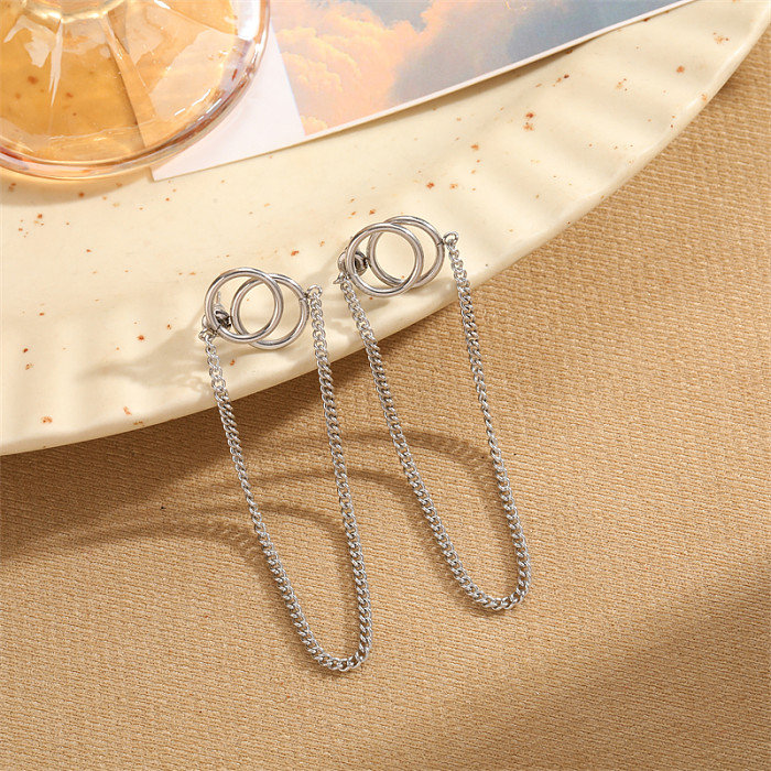 1 Piece Retro Commute Cross Solid Color Asymmetrical Plating Stainless Steel  Drop Earrings