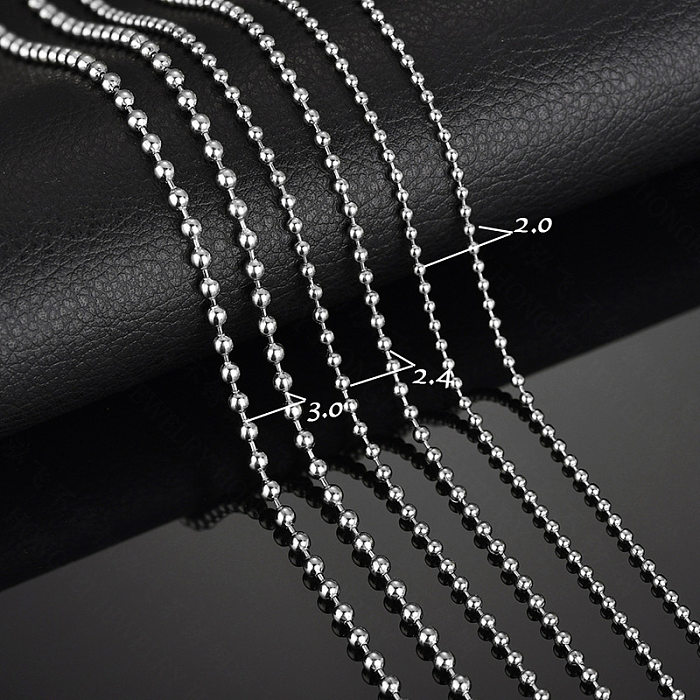 Mode einfache Kette Edelstahl Runde Perlenkette Halskette Großhandel Schmuck