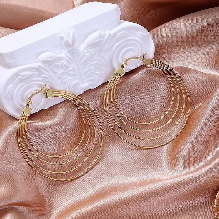 1 Pair Streetwear Geometric Plating Stainless Steel  Hoop Earrings