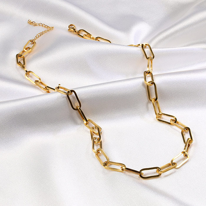 Geometrische Retro-Halskette im schlichten Stil mit 18 Karat vergoldetem Edelstahl
