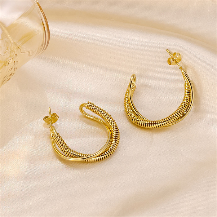 1 Piece Glam Vintage Style Cool Style Stripe Irregular Plating Stainless Steel  18K Gold Plated Ear Studs