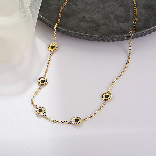 1 Piece Fashion Round Stainless Steel  Plating Inlay Acrylic Necklace