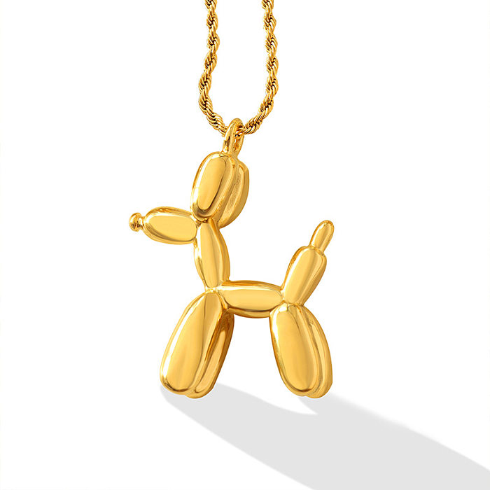 French Style Dog Stainless Steel Pendant Necklace Plating Stainless Steel  Necklaces