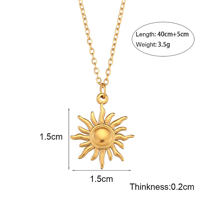 Retro Tortoise Sun Heart Shape Stainless Steel  Plating Gold Plated Necklace 1 Piece