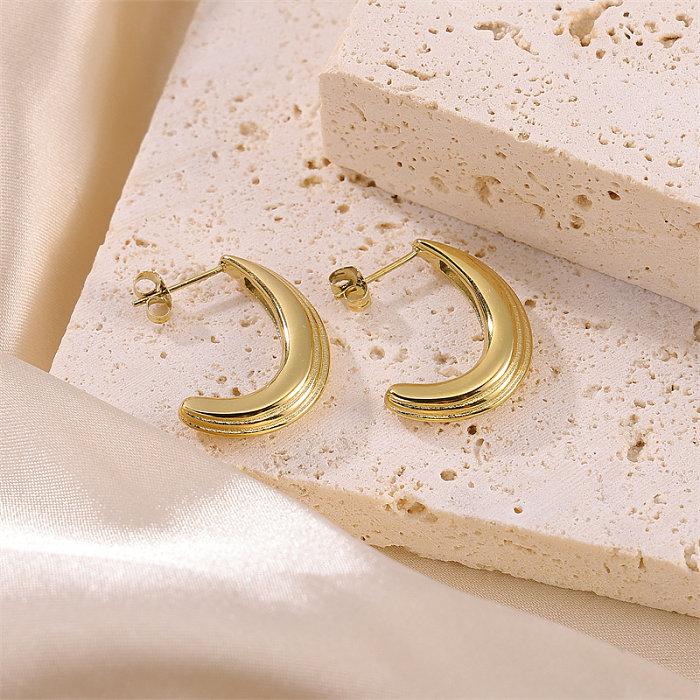 1 Piece Simple Style Classic Style Moon Plating Stainless Steel  18K Gold Plated Ear Studs