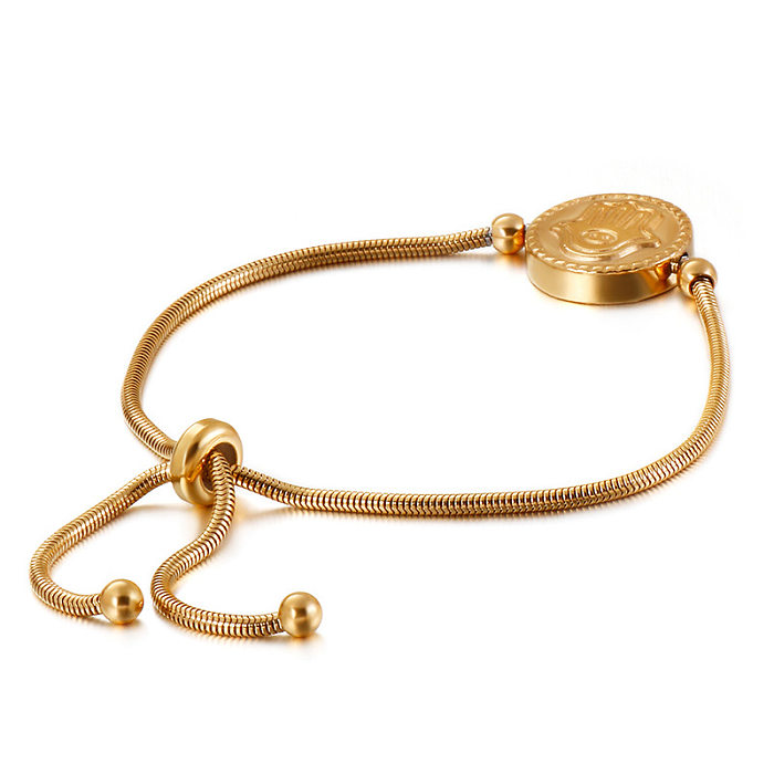 Bracelet rond réglable en acier inoxydable, bijoux simples, vente en gros, motif palmier