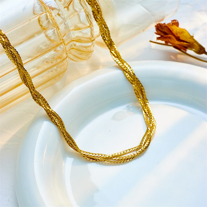 Geometrische Edelstahl-Beschichtung, 18 Karat vergoldete Halskette im INS-Stil