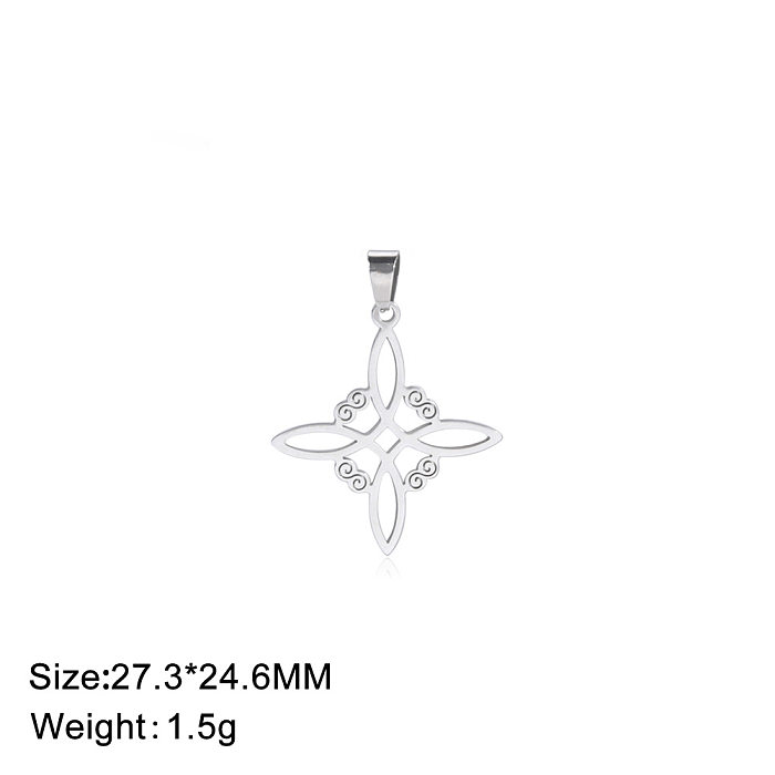 One Piece Dropshipping Stainless Steel Cut 18K Real Gold Plating Non-Fading Witch Knot Hollow Shape Stainless Steel  Pendant