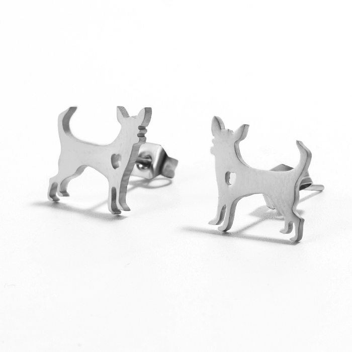 Boucles d'oreilles simples en acier inoxydable pour chien, vente en gros