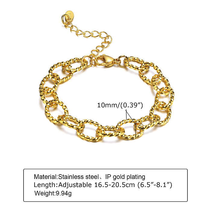 Wholesale Simple Style Geometric Stainless Steel 18K Gold Plated Bracelets