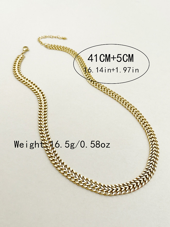 Hip-Hop Rock Simple Style Grain Stainless Steel  Polishing Plating Gold Plated Necklace