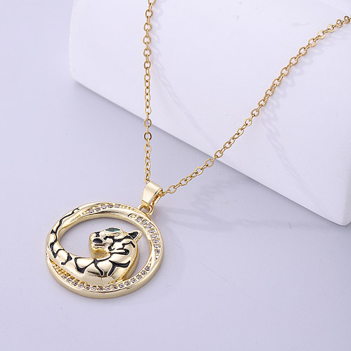 Korean Style Animal Stainless Steel  Enamel Plating 18K Gold Plated Necklace