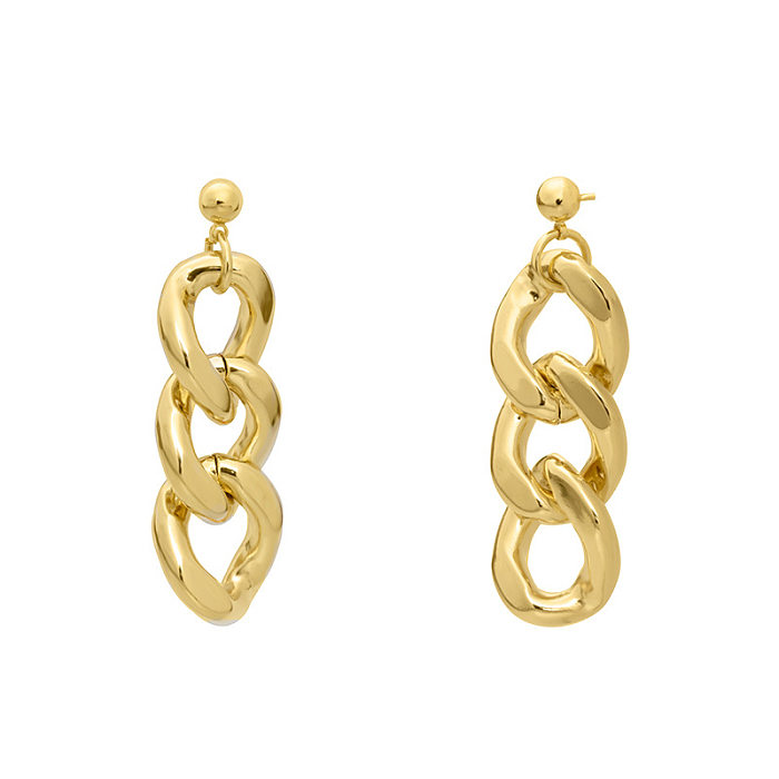 Fashion Chain Stainless Steel  Drop Earrings Gold Plated Stainless Steel  Earrings