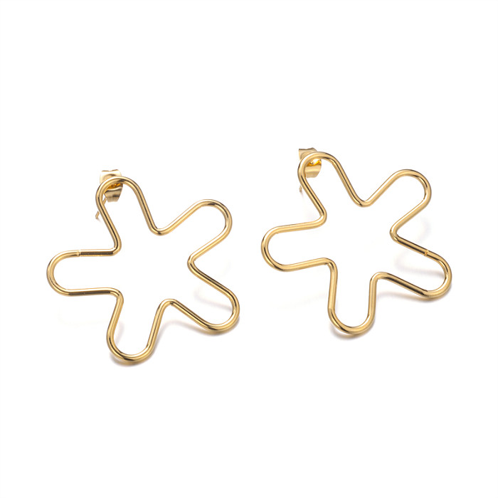 1 Pair Simple Style Flower Plating Stainless Steel  18K Gold Plated Ear Studs