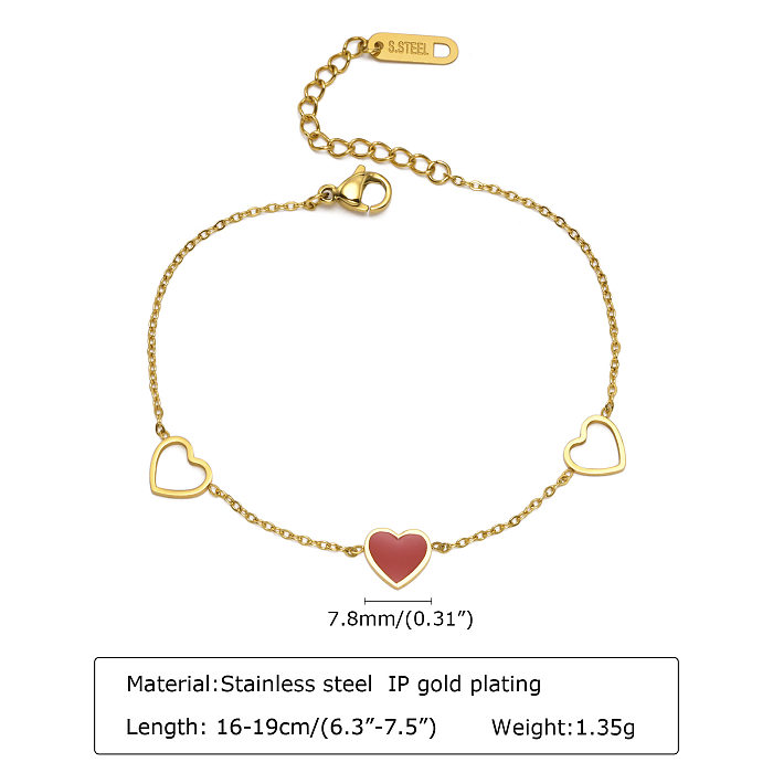 Simple Style Heart Shape Titanium Steel Bracelets Plating Stainless Steel Rings
