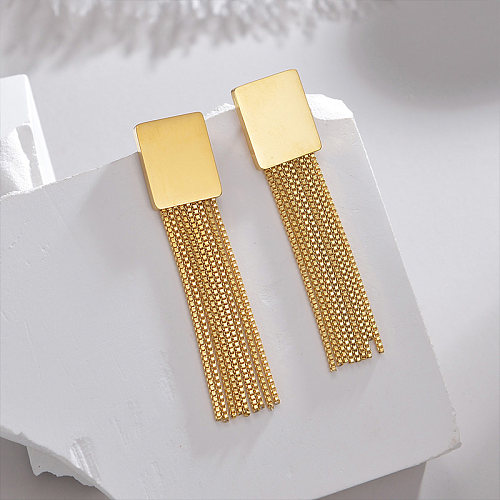1 Pair Streetwear Tassel Plating Metal Stainless Steel  18K Gold Plated Drop Earrings