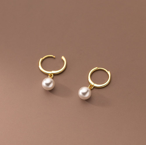 1 Pair Lady Classic Style Round Plating Stainless Steel  18K Gold Plated Drop Earrings