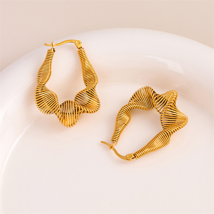 1 Pair Retro Simple Style U Shape Twist Plating Stainless Steel  18K Gold Plated Earrings