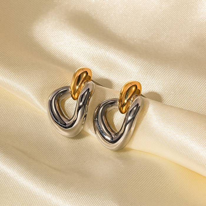 1 par de pendientes chapados en oro de 18 quilates de acero inoxidable con revestimiento irregular estilo IG