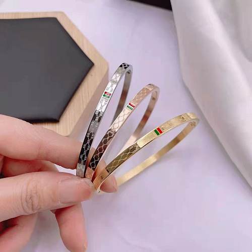 Retro Round Devil'S Eye Titanium Steel Plating Inlay Zircon Bangle