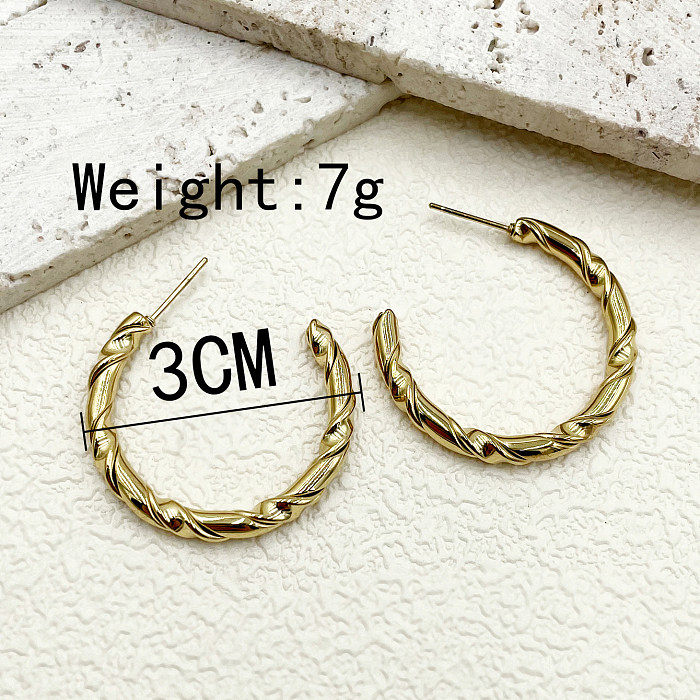 1 Pair Simple Style Classic Style C Shape Plating Stainless Steel  Gold Plated Ear Studs