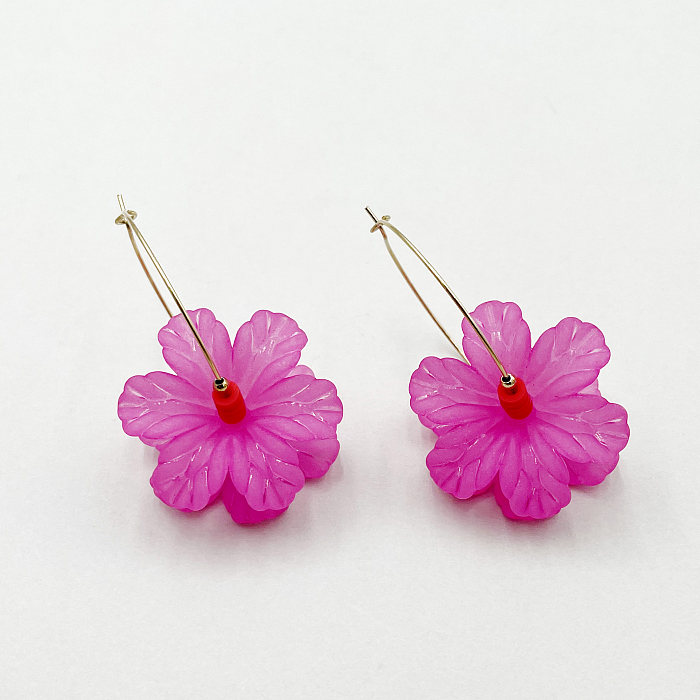 1 Pair Simple Style Commute Flower Plating Stainless Steel  Gold Plated Earrings